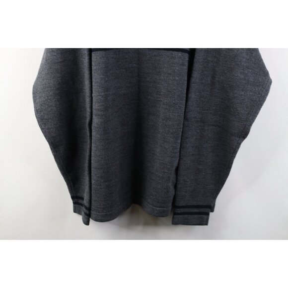 Vintage 90s Streetwear Mens XL Blank Striped Ribbed Knit V-Neck Sweater Gray - Picture 3 of 10